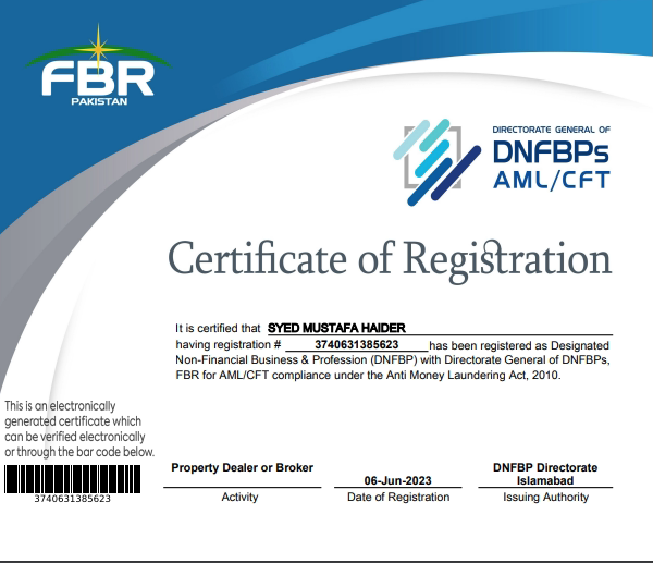 FBR Registration Certificate